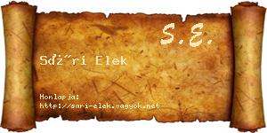 Sári Elek névjegykártya